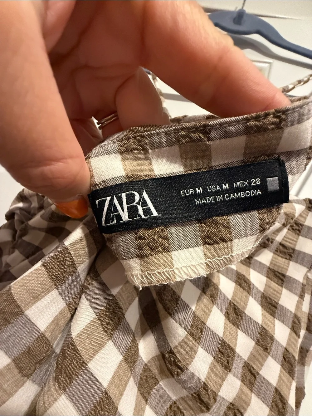 Zara Brown Gingham Dress Medium - Picture 7 of 7